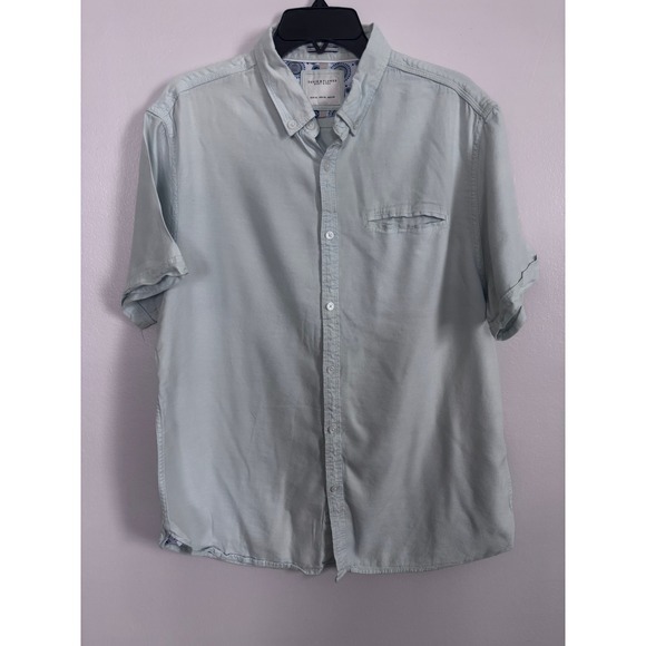 Denim & Flower Ricky Singh Mens XL Mint Green Short Sleeve Button Down Shirt - Picture 2 of 4